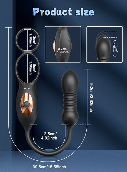 App-Controlled Male Penis Ring – Telescopic Anal Vibrator & Prostate Massager, Cock Ring Adult Sex Toy for Men