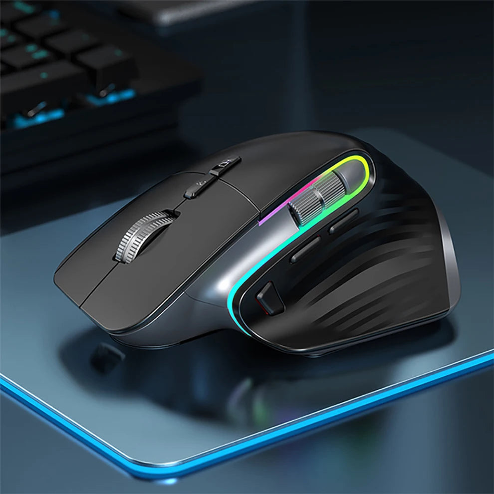 Multi-Device Wireless Mouse - Bluetooth 5.0 & 3.0, 2.4G Portable Optical Mouse, Ergonomic Right-Handed Computer Mice