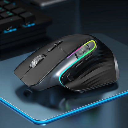 Multi-Device Wireless Mouse - Bluetooth 5.0 & 3.0, 2.4G Portable Optical Mouse, Ergonomic Right-Handed Computer Mice