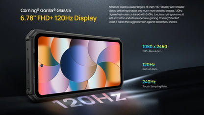 Ulefone Armor 24 Rugged Phone - 22000mAh, 24GB+256GB, 6.78" 120Hz Display, 64MP+64MP Camera, NFC, LED Light, Global Version