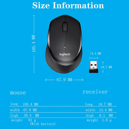 Logitech M330 Silent Wireless Mouse - 1000DPI Optical Mouse with 2.4GHz USB Receiver for Office and Home PC Use