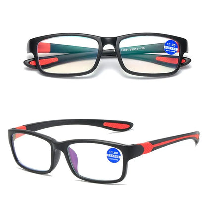 Sports Reading Glasses - Anti-Blue Light TR90 Frame Eyewear for Men & Women (+100 to +400)