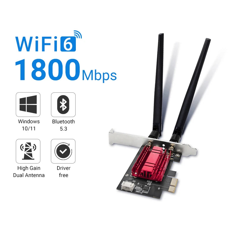 WALRAM WiFi 6 1800Mbps PCI Express Adapter – Dual Band 802.11AX/AC Wir ...
