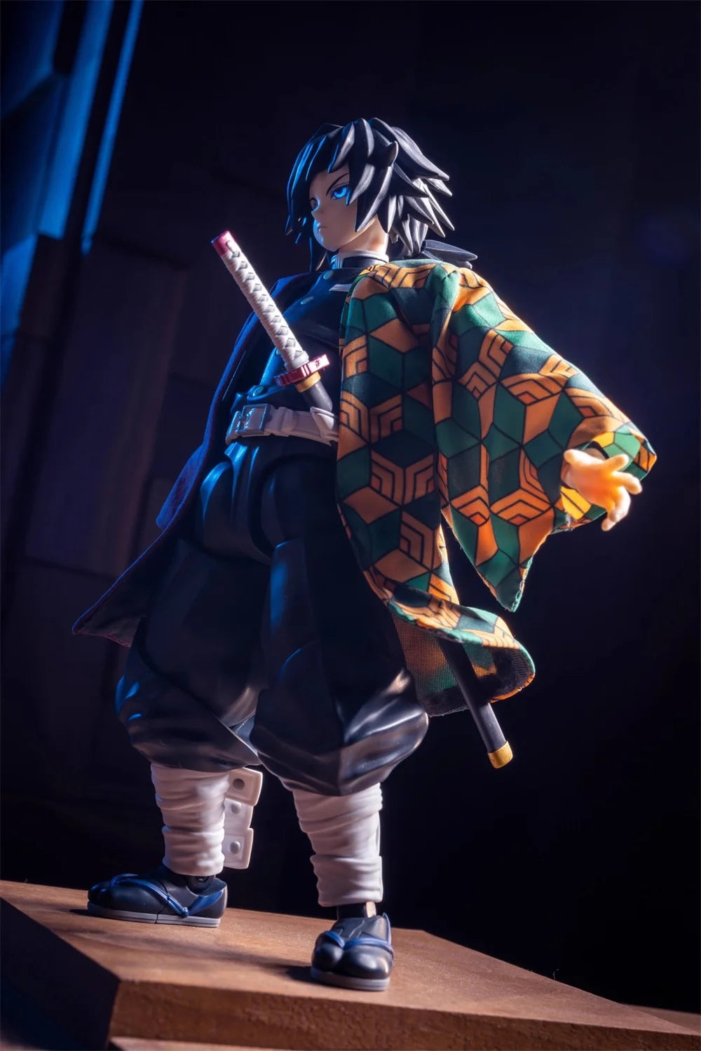 1/12 Scale Demon Slayer Action Figure – Tomioka Giyuu & Kamado Tanjirou with Grid Cloak Kimono for 6" Body Models