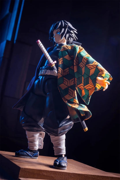 1/12 Scale Demon Slayer Action Figure – Tomioka Giyuu & Kamado Tanjirou with Grid Cloak Kimono for 6" Body Models