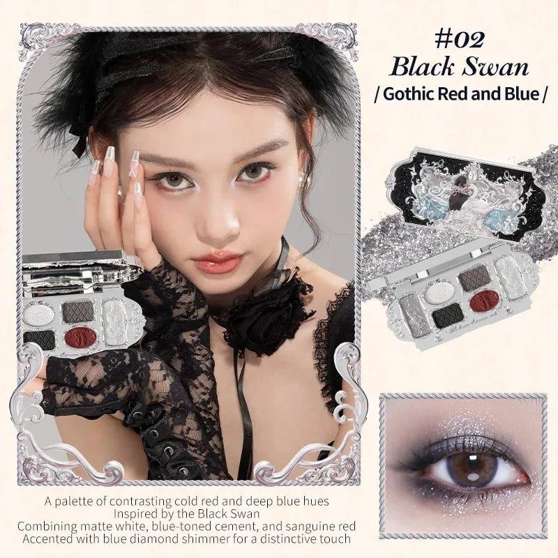 Flower Knows Moonlight Mermaid Eyeshadow Palette – 5-Color Matte, Shimmer & Glitter Waterproof Eye Shadow