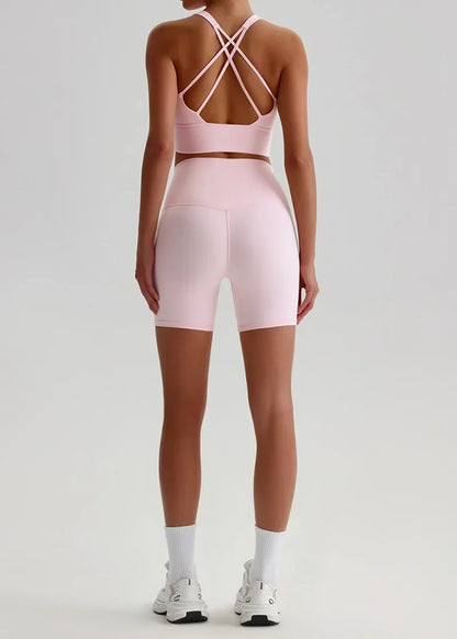 Women's Seamless Yoga Set — Quick-Dry Backless Bra & Booty-Lifting Shorts for Running, Gym & Fitness Workouts