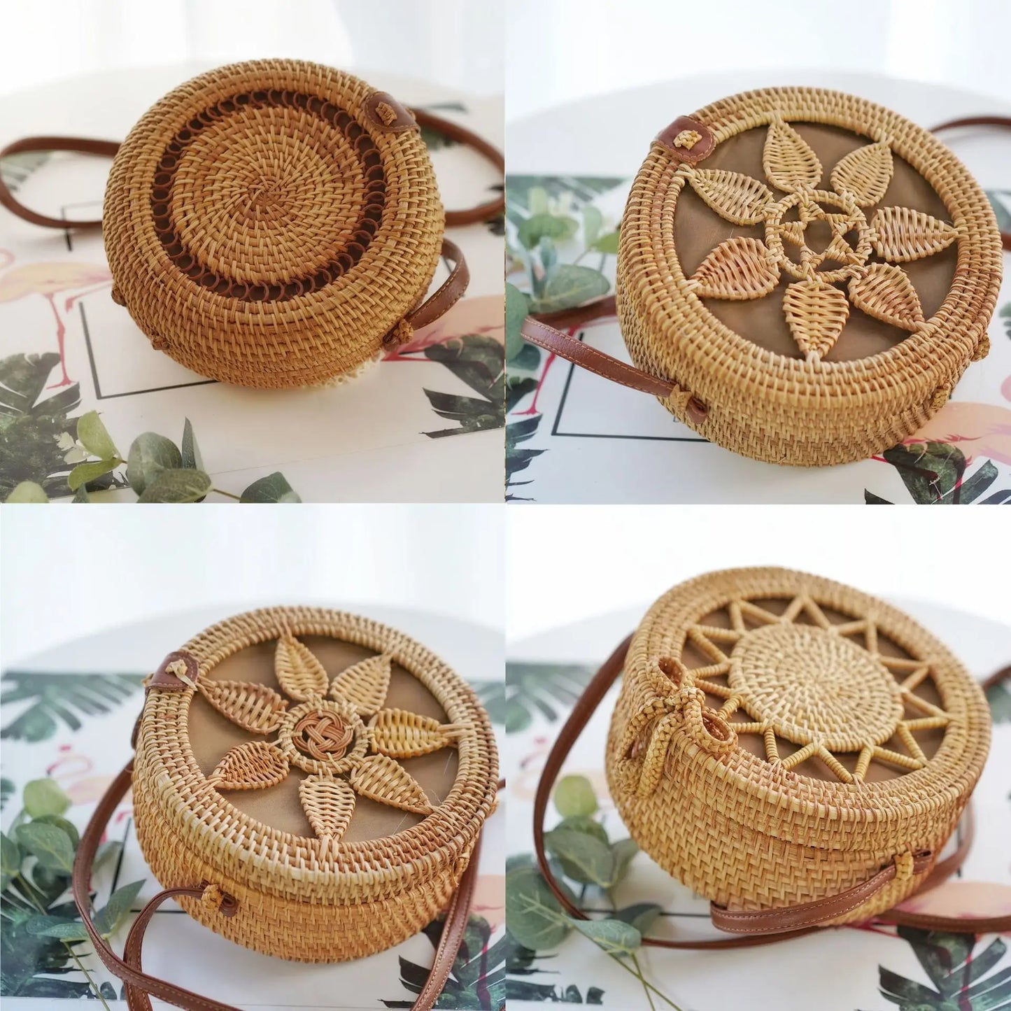 Handmade Straw Bag – Women’s Summer Rattan Beach Handbag, Boho Woven Circle Tote