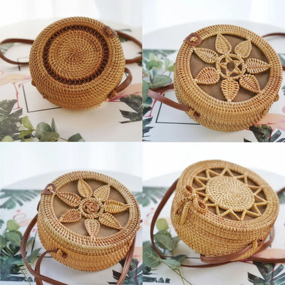 Handmade Straw Bag – Women’s Summer Rattan Beach Handbag, Boho Woven Circle Tote