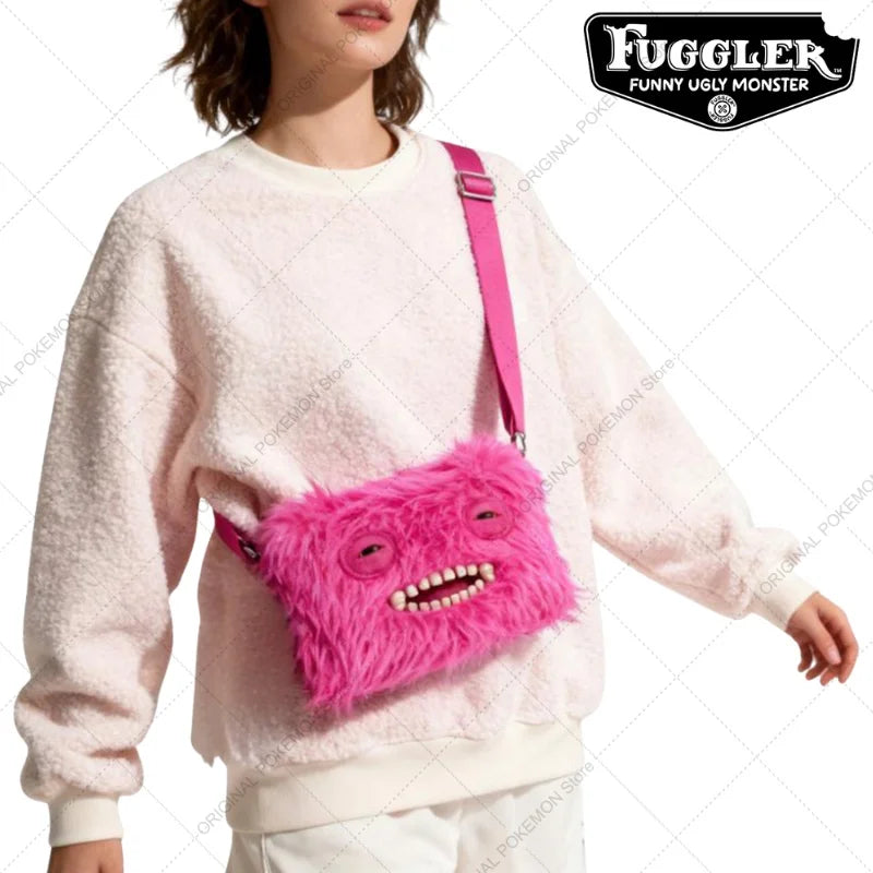 Original Fuggler Ugly Teeth Monster Plush Crossbody Bag – Kawaii Screech Mr. Buttons Shoulder Doll Gift