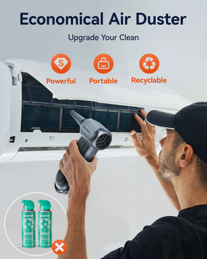 WOLFBOX MF100 Compressed Air Duster – 150000RPM Rechargeable Electric Fan Blower for Cleaning with Long Battery Life