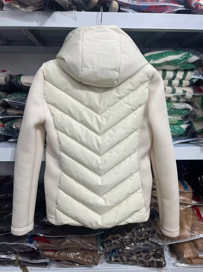 Taop&Za Women's Autumn Cotton Jacket – Fashionable Casual Long Sleeve Stand Collar Hooded Patchwork Coat