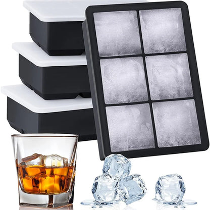 Silicone Ice Cube Maker with Lid - 4/6/8/15 Grid Ice Tray for Bar & Household Use, Ice Ball & Cube Mold