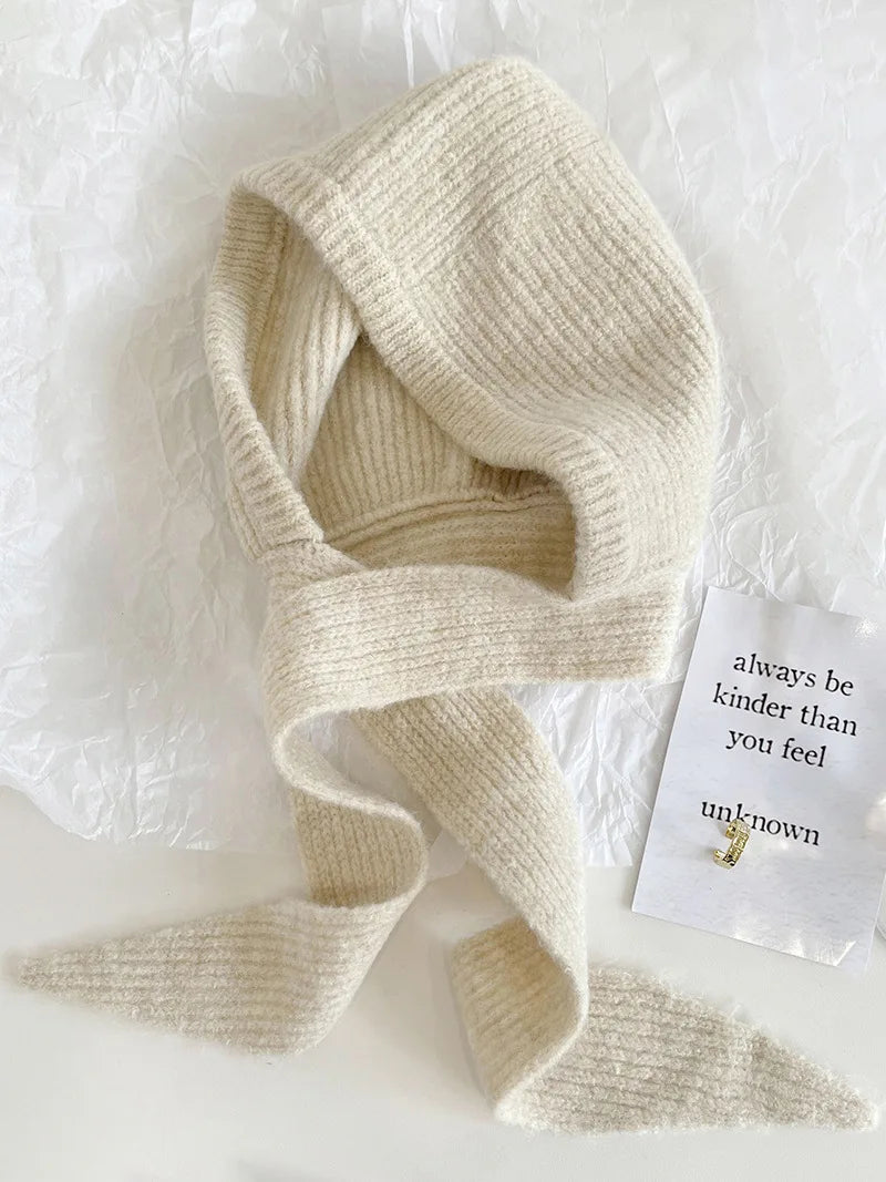 Knitted Beanie Cap for Men & Women – Winter Warm Unisex Hooded Hat with Neck Collar Scarf, Ski Balaclava