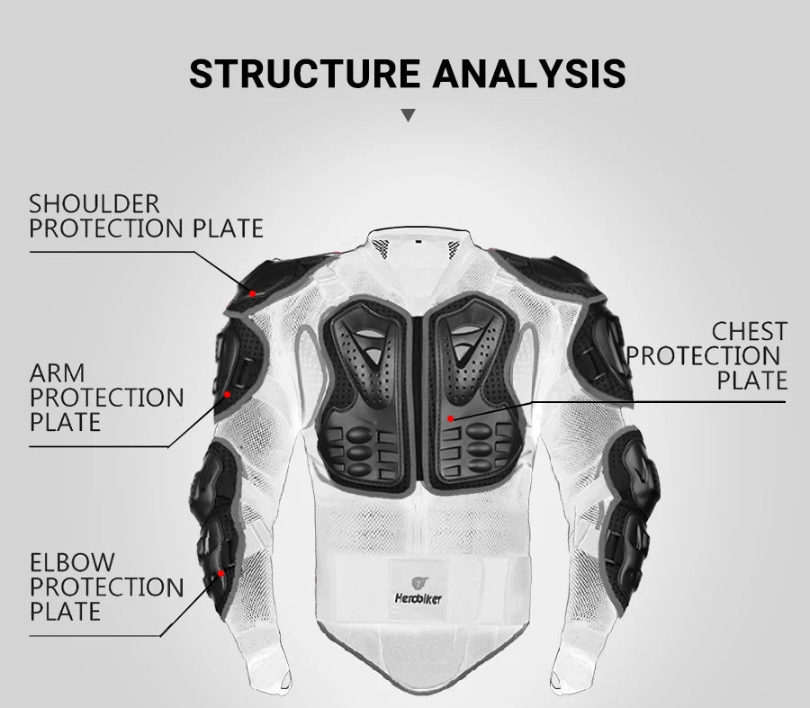 5XL Men's Motorcycle Jacket – Full Body Armor Protection for Motocross, Enduro Racing, Moto Gear & Protective Clothing
