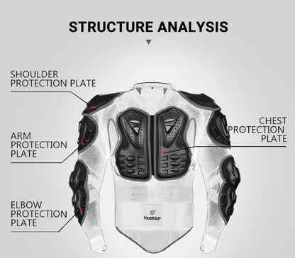 5XL Men's Motorcycle Jacket – Full Body Armor Protection for Motocross, Enduro Racing, Moto Gear & Protective Clothing