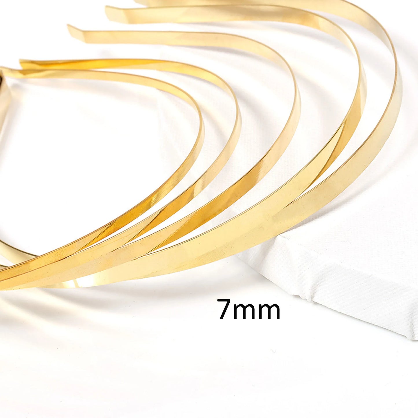 20Pcs Metal Hairbands for Girls – 1.2mm to 10mm Gold, Silver & Black Headbands for Hair Crafts & Hair Accessories