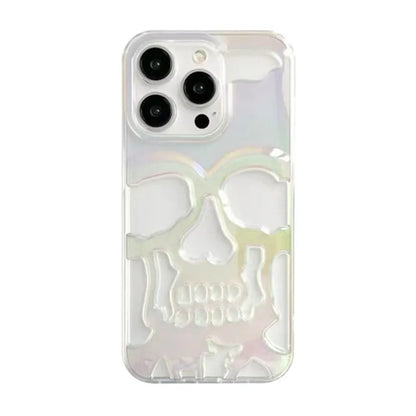 Cool Hollow Skull Ghostface Plating iPhone Case – Heat Dissipation Slim Cover for iPhone 14-17 Pro Max