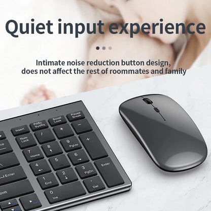 Jomaa Slim Bluetooth Keyboard & Mouse Set — Rechargeable 2.4G USB Wireless Combo for Laptop & Computer