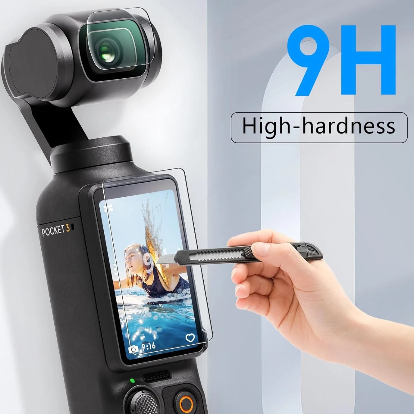 DJI OSMO Pocket 3 Screen Protector – 9H Tempered Glass Lens Cover, HD Transparent, Anti-Scratch Accessory