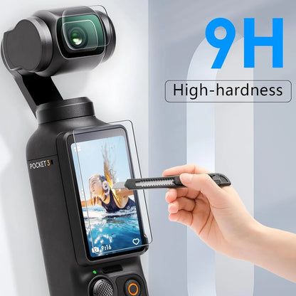 DJI OSMO Pocket 3 Screen Protector – 9H Tempered Glass Lens Cover, HD Transparent, Anti-Scratch Accessory