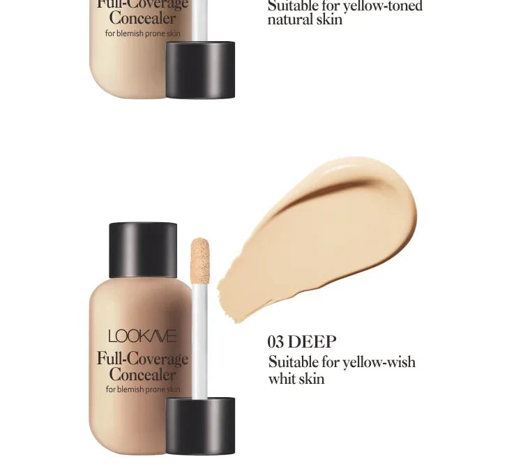 Waterproof Liquid Concealer Foundation – Full Coverage Cream for Acne, Scars, Dark Circles & Face Makeup Base
