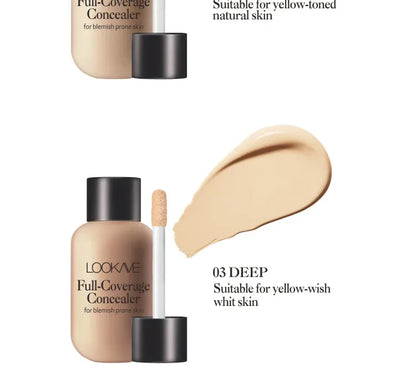 Waterproof Liquid Concealer Foundation – Full Coverage Cream for Acne, Scars, Dark Circles & Face Makeup Base