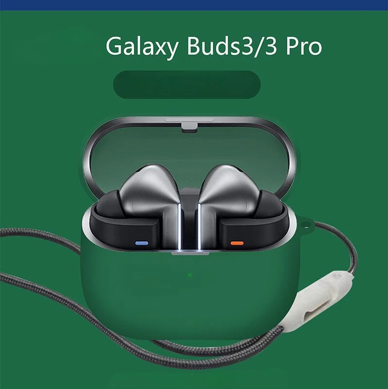 Bluetooth Earphone Case for Samsung Galaxy Buds 3 Pro – Soft Silicone Protective Cover with Lanyard