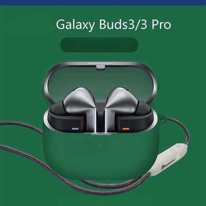 Bluetooth Earphone Case for Samsung Galaxy Buds 3 Pro – Soft Silicone Protective Cover with Lanyard