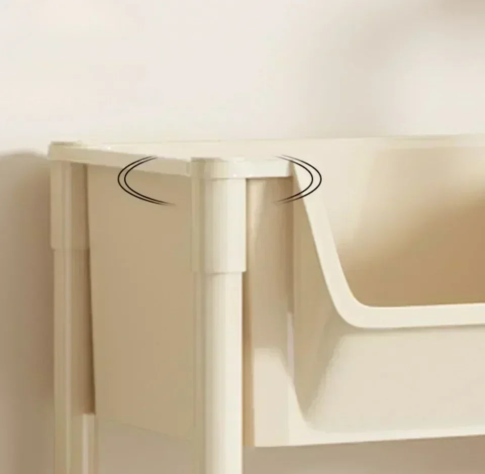 Movable Trolley Bookshelf – Portable Kitchen, Bathroom, and Living Room Storage Cabinet with Corner Narrow Shelf