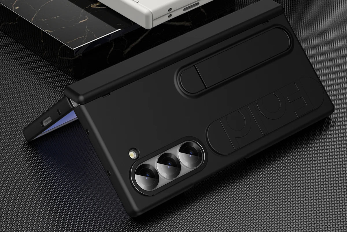 Original Silicone Grip Phone Case for Samsung Galaxy Z Fold 4-7 – Stand & Hinge Protective Cover with Glass Film