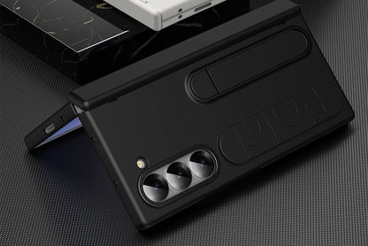 Original Silicone Grip Phone Case for Samsung Galaxy Z Fold 4-7 – Stand & Hinge Protective Cover with Glass Film