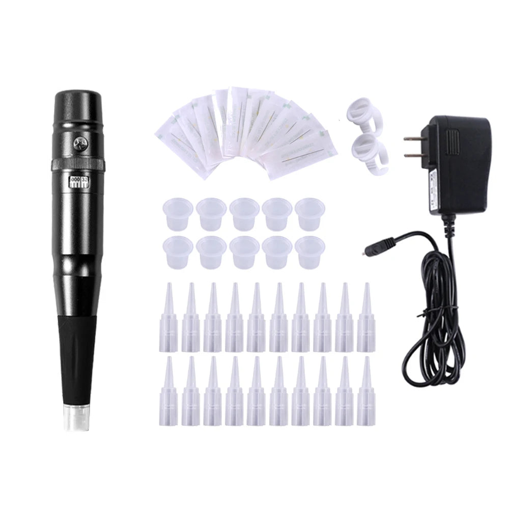 Permanent Makeup Rotary Tattoo Pen – Eyebrow & Lip Machine, Microblading & Piercing Gun PMU Kit