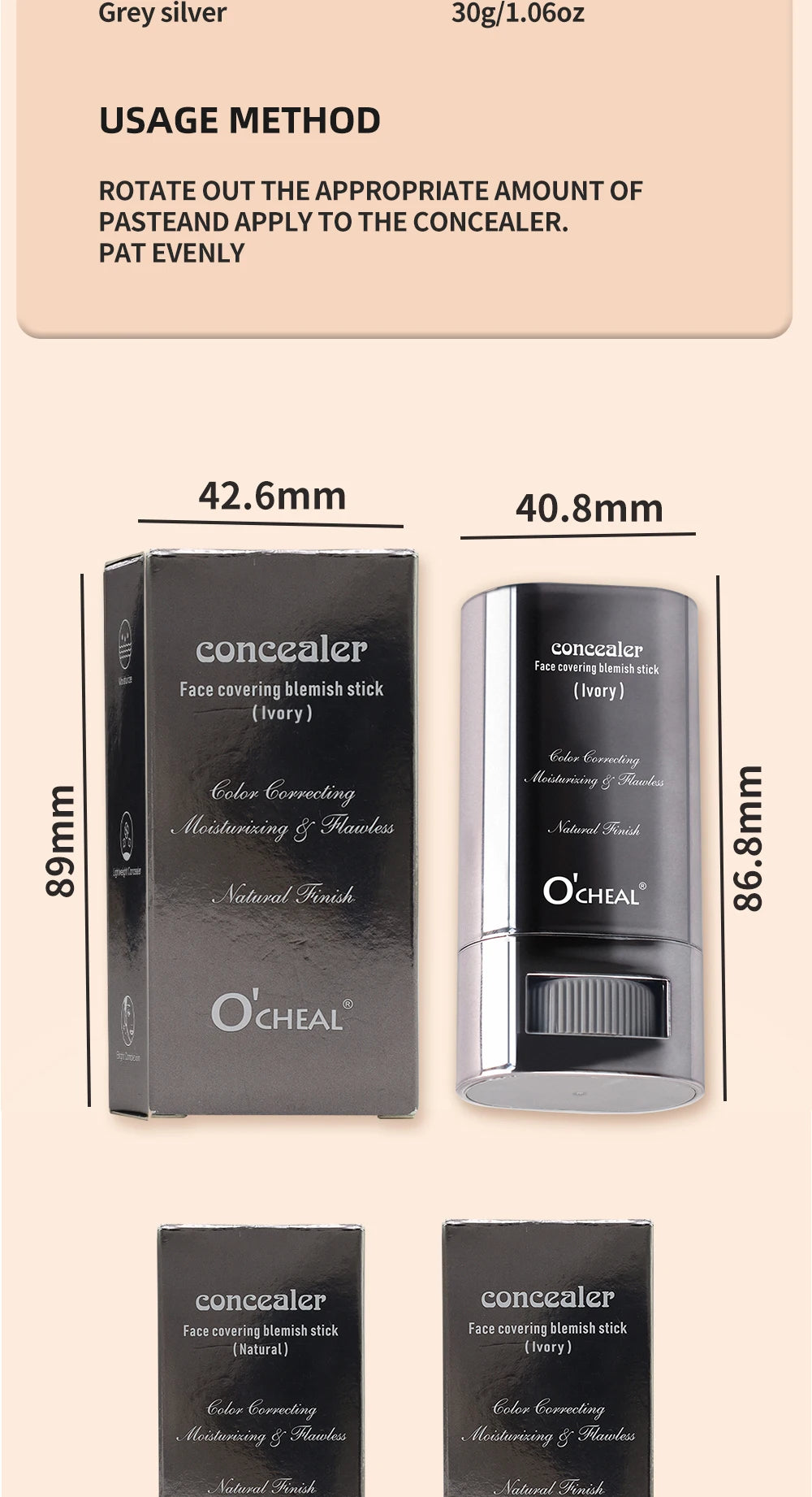Ocheal Foundation and Contour Stick – Long-Wear Lightweight Concealer, Bronzer, and Brightening Makeup Pen