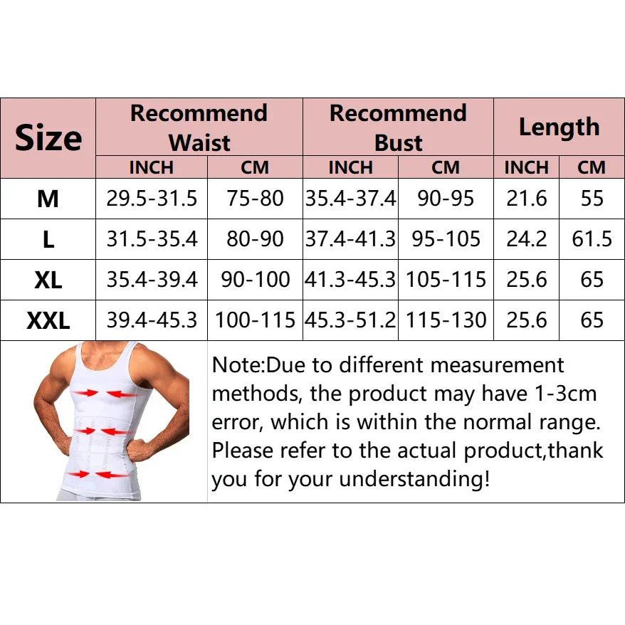 Men's Slimming Body Shaper Tank Top: Compression Shirt for Gynecomastia with Abdomen Control - Workout Undershirt