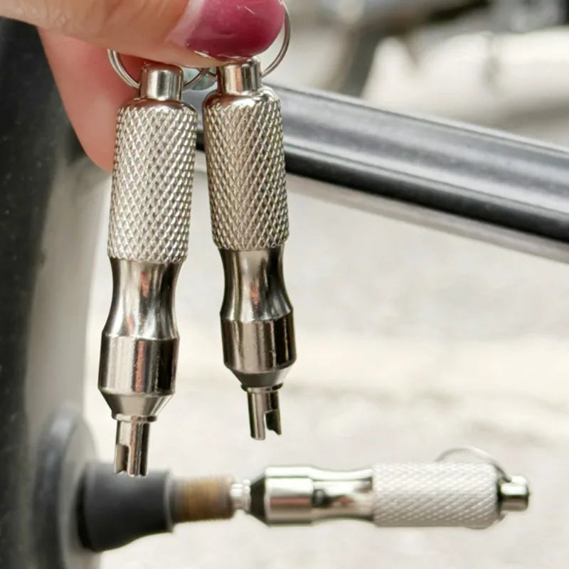 Universal Stainless Steel Tire Repair Screwdriver & Valve Wrench with Key Ring – Car & Motorcycle Tire Repair Tool