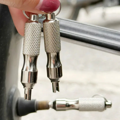 Universal Stainless Steel Tire Repair Screwdriver & Valve Wrench with Key Ring – Car & Motorcycle Tire Repair Tool