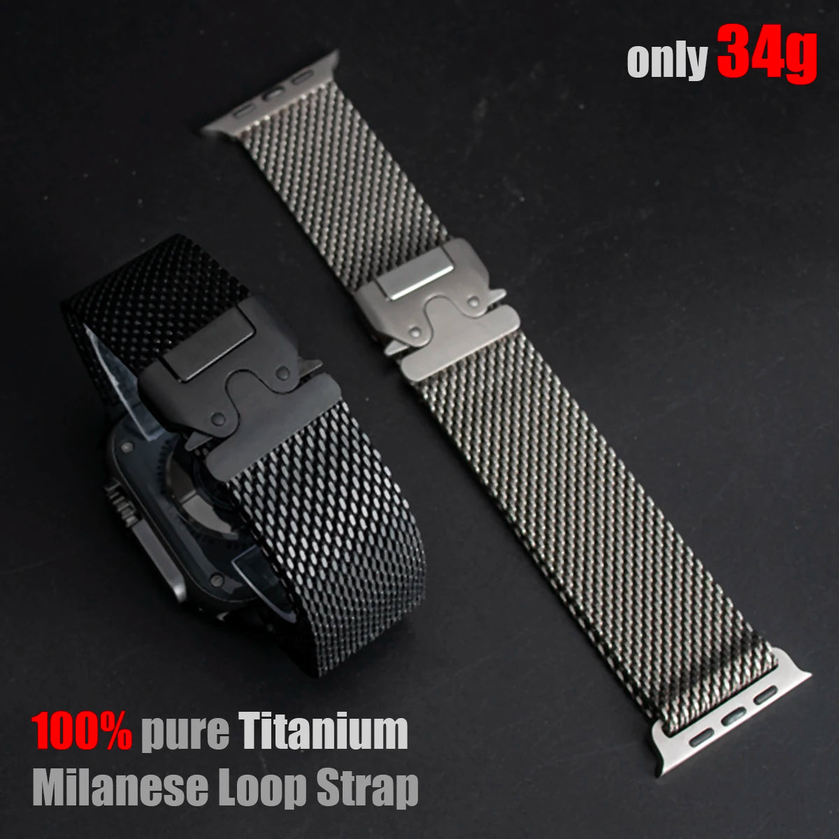 100% Titanium Milanese Loop Band for Apple Watch Ultra 2/1, Series 10–6, SE – iWatch Strap for 45mm 46mm 49mm Models