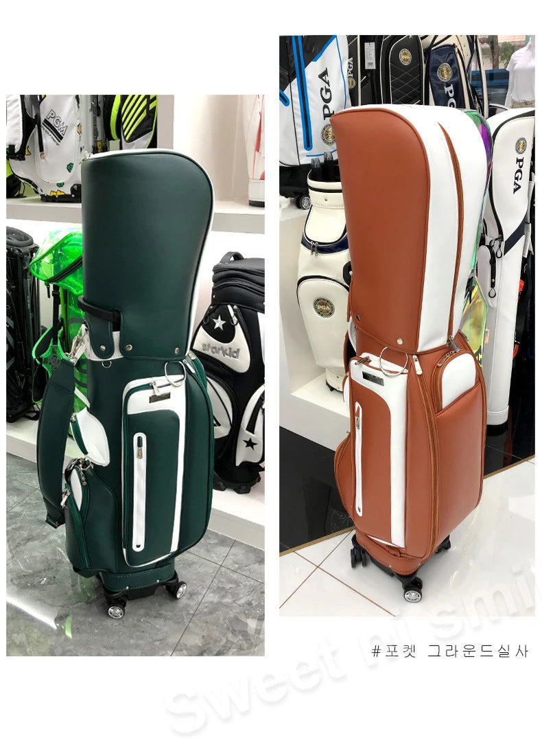 PGM Wheeled Golf Caddy Bag QB127 – 4-Wheel 360° Rotation Removable Waterproof Bag for Men & Women