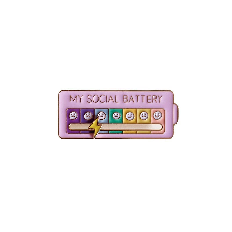 Mood Conversion Energy Brooch – My Social Battery Expression Pin for Men & Women, Clothing Badge