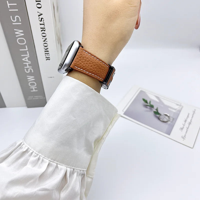 Genuine Leather Straps for Apple Watch – 40mm-49mm Bands for Series 5/6/7/8/9/10, SE & Ultra