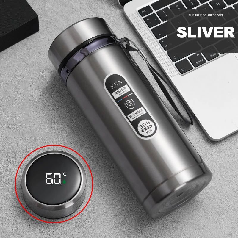 Stainless Steel Thermos Bottle 500ML-1L with LED Temperature Display - SUS304 Vacuum Flask for Tea and Water, Portable Travel Cup