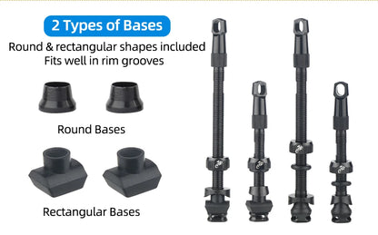 Bicycle Tubeless Presta Valve – Carbon Rim F/V Nipple with Detachable Brass Core & Cap for MTB Tires (40–80mm)