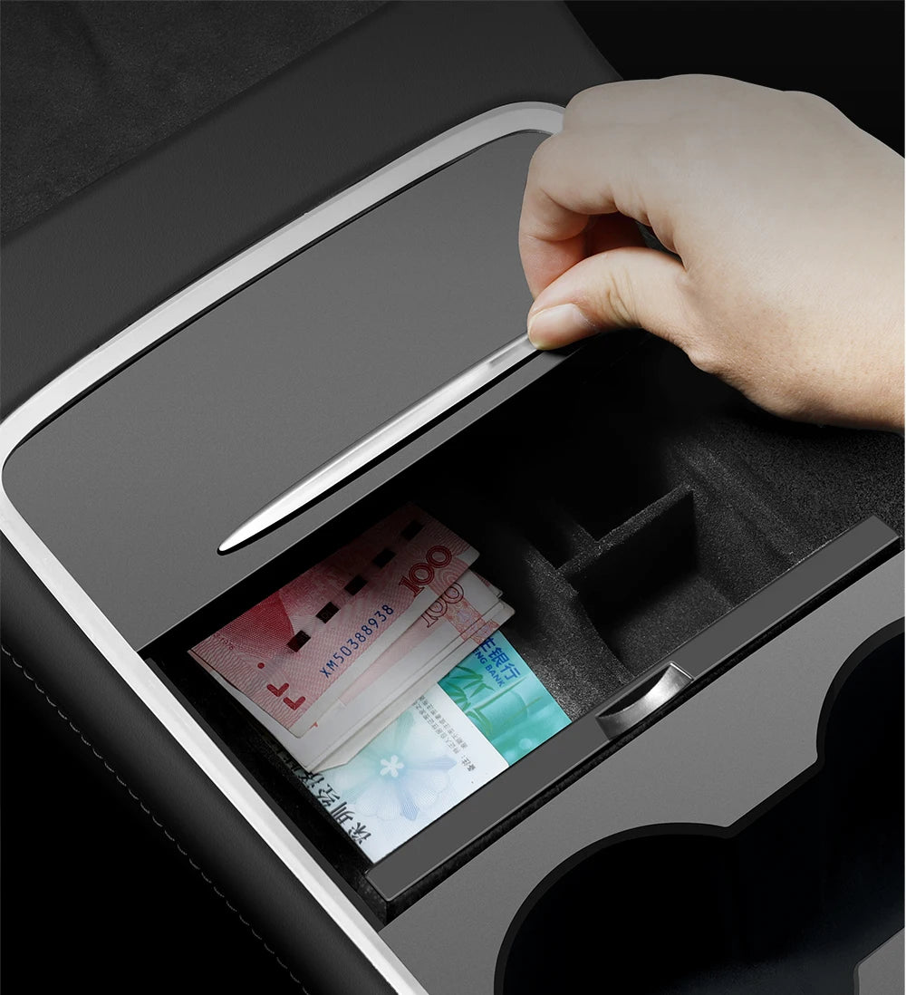 YZ Storage Box for Tesla Model 3 & Model Y – Center Armrest Hidden Box & Cup Holder Organizer, 2023-2022 Car Accessories