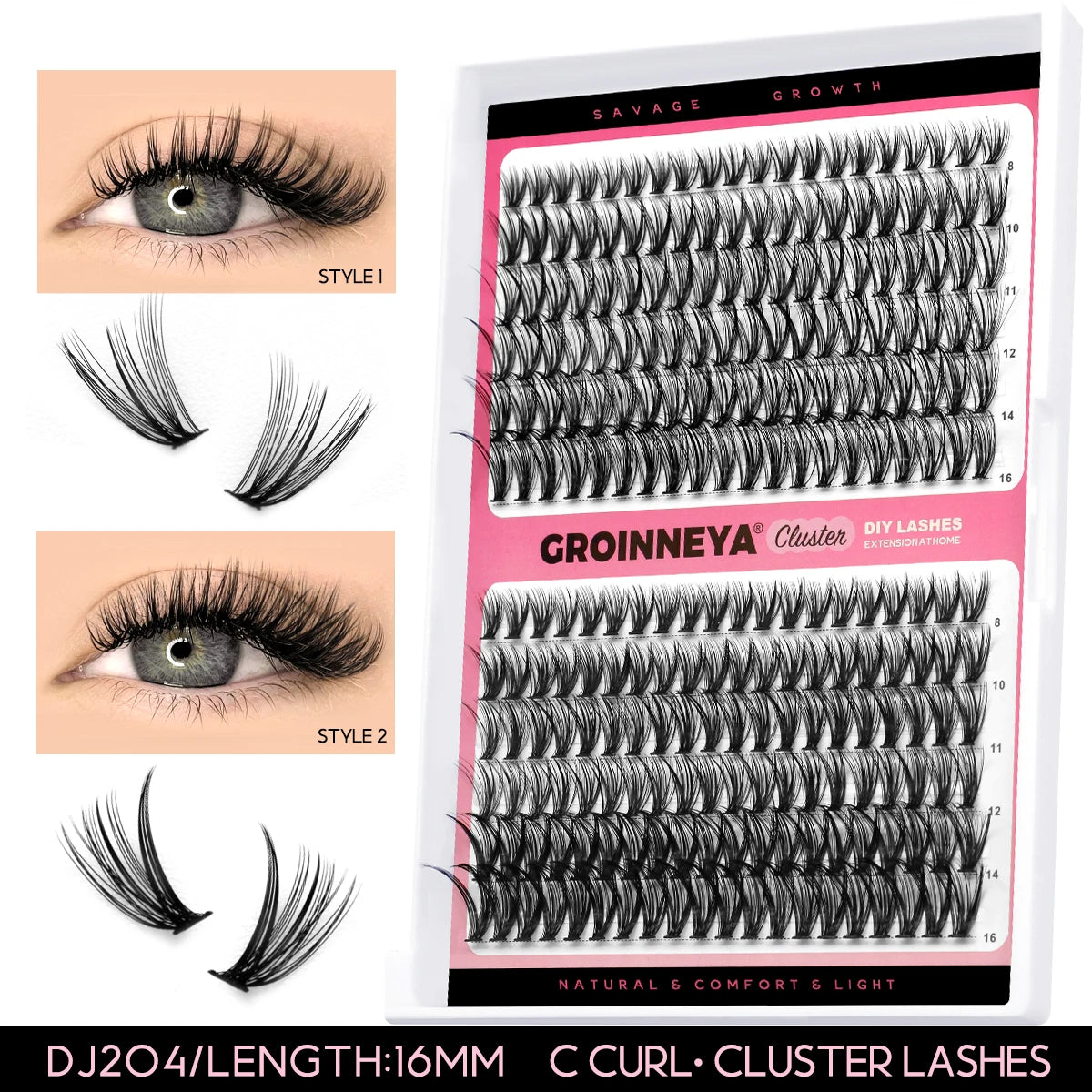 Lash Clusters Extension Kit – Fake Eyelashes Set with Lash Bond, Seal, and Applicator Tool for Makeup
