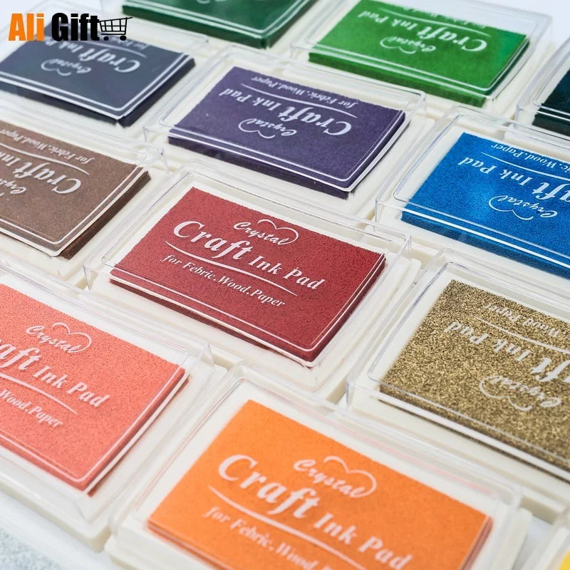 15 Colors Oil Based Ink Pad: Handmade DIY Craft Inkpad for Rubber Stamps, Fabric, Wood, Paper - Scrapbooking Finger Paint for Wedding