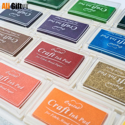 15 Colors Oil Based Ink Pad: Handmade DIY Craft Inkpad for Rubber Stamps, Fabric, Wood, Paper - Scrapbooking Finger Paint for Wedding