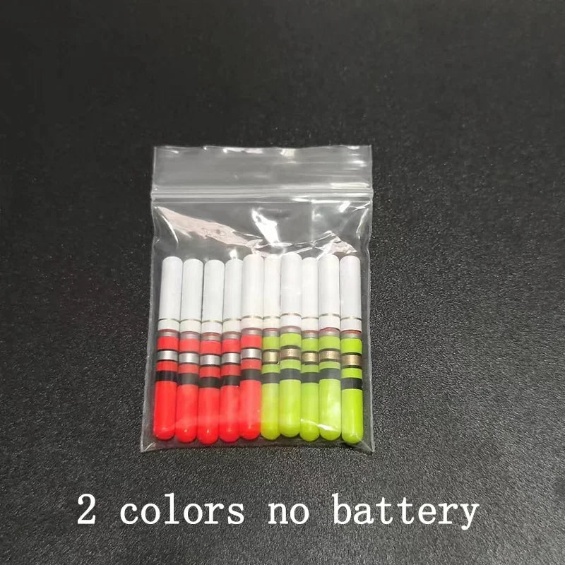 Green & Red LED Lightsticks 10pcs — Luminous Night Fishing Accessory with CR322 Battery