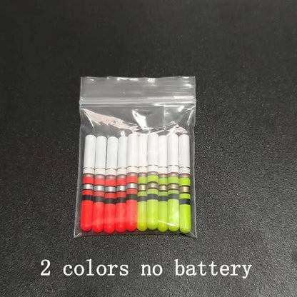 Green & Red LED Lightsticks 10pcs — Luminous Night Fishing Accessory with CR322 Battery