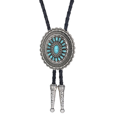 Ethnic Wind Sunflower Turquoise Bolo Tie – Western Style Neckwear